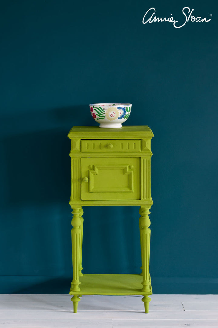 Bdeside table painted in Annie Sloan Firle Chalk Paint