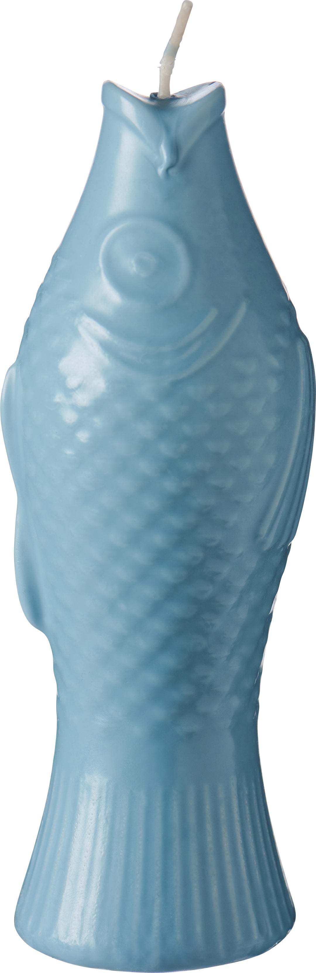 Quirky fish-shaped dusty blue candle from Source for the Goose Devon, ideal for cheerful home décor accents.