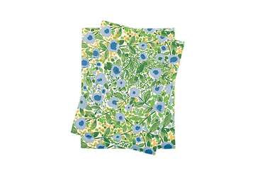 Set of Two Blue and Green Floral Tea Towels for sale at Source for the Goose, Devon