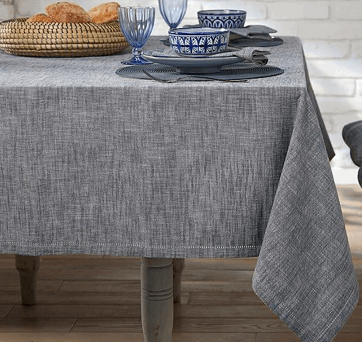 Waltons of Yorkshire Flint Blue Chambray Tablecloth and Napkins