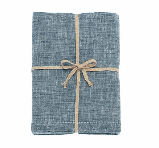 Flint Blue Chambray Tablecloth by waltons of yorkshire