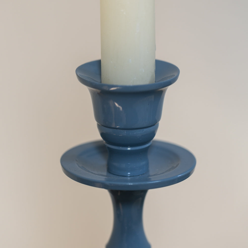 Francesca Blue Enamel Candlestick