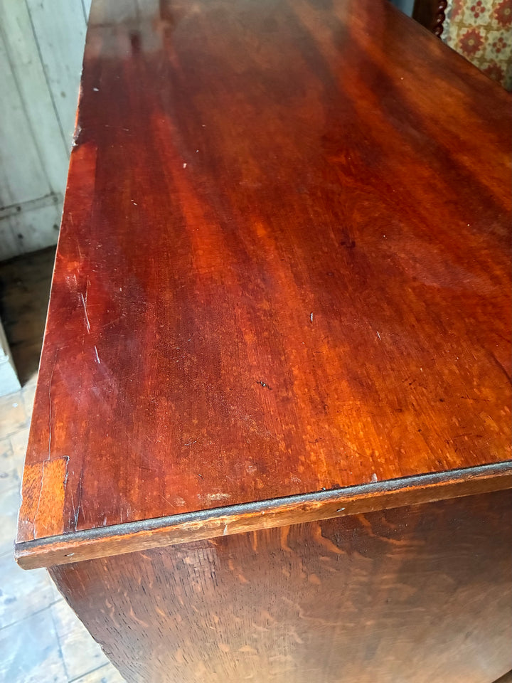 Top view of Georgian Antique Mahogany Chest of Drawers showcasing rich wood grain and elegant finish.