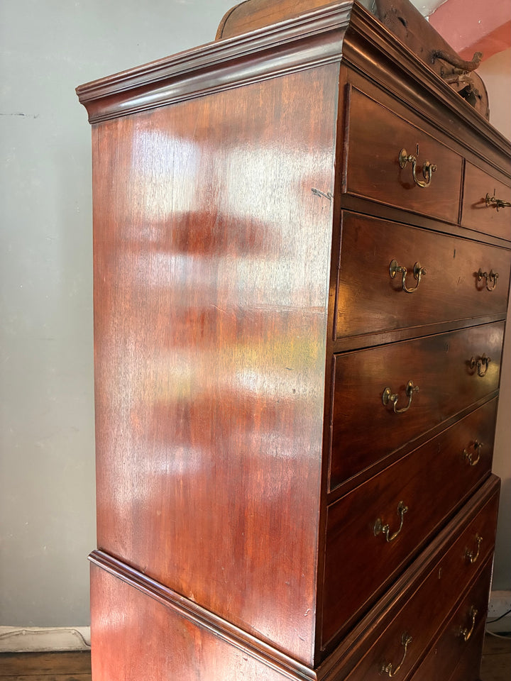 Georgian Mahogany Tall Boy - Chest on Chest, antique mahogany furniture showcasing elegant craftsmanship and rich hues.