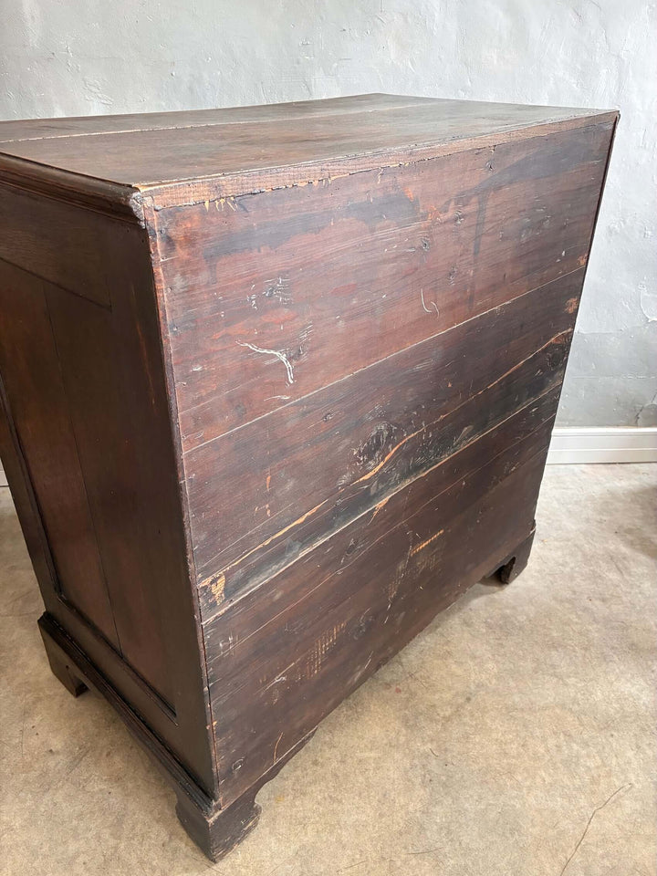 Antique Oak Georgian Chest of Drawers with rustic charm and classic shape, featuring bracket feet and traditional finish from Source for the Goose, Devon.