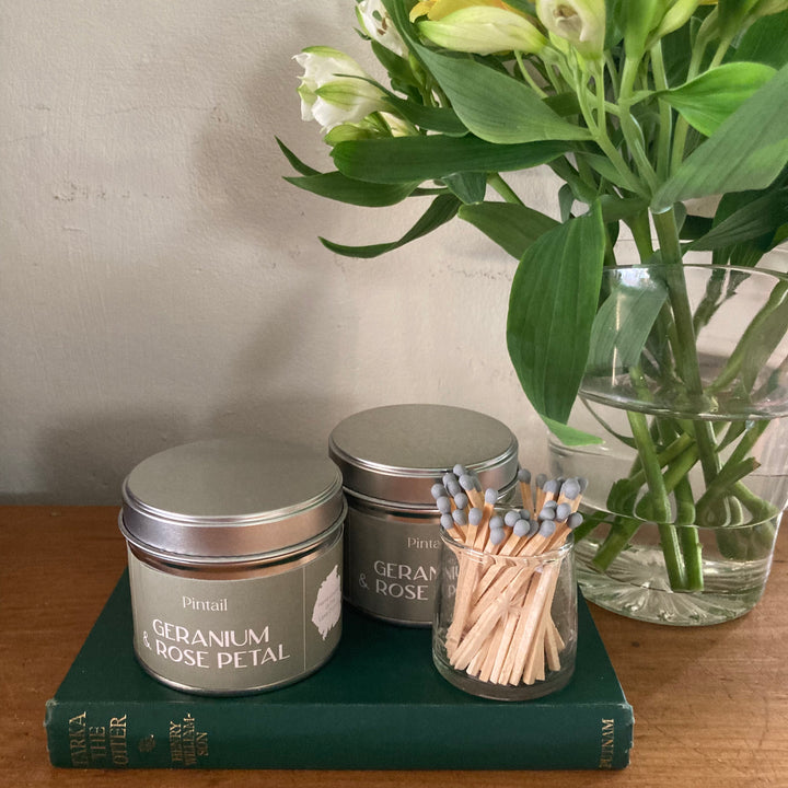 Single Wick Geranium & Rose Petal  Candle for sale at Source for the Goose 