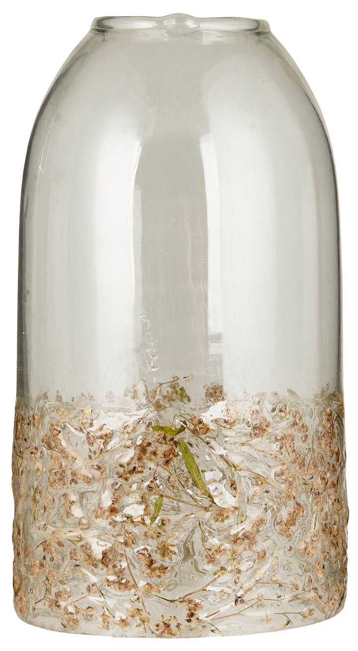 Glass Candle Dome with Decorative Grass Design