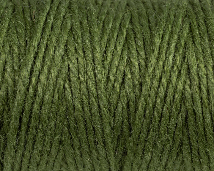 Nutscene Jute Twine on Hanging Recycled Lancashire Mill Bobbin in rich green color.