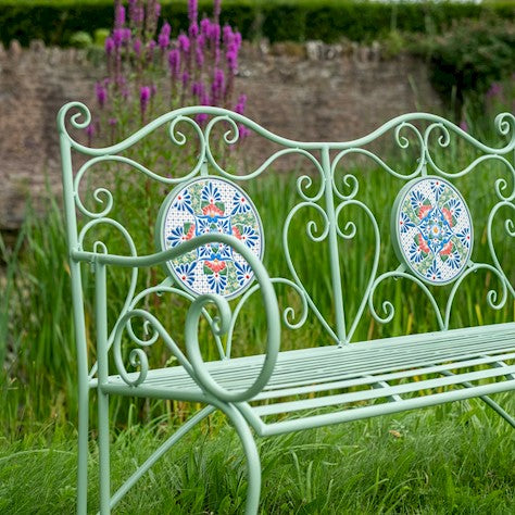 Vintage Style Green Metal Garden Bench – Source for the Goose