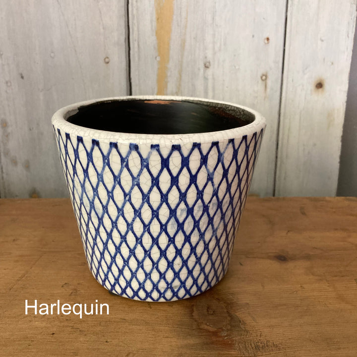 Blue Dutch Style Harlequin Print Flowerpot