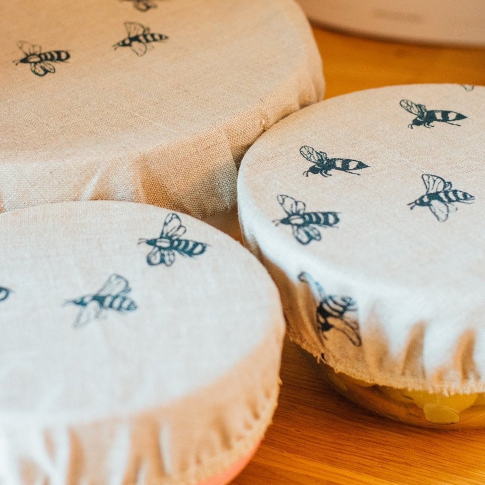 bee design linen fabric kitchen bowl covers