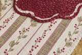 Slub Cotton Holly Berry Christmas Table Runner - Two Colourways showing elegant red and natural stripe design for festive dining.
