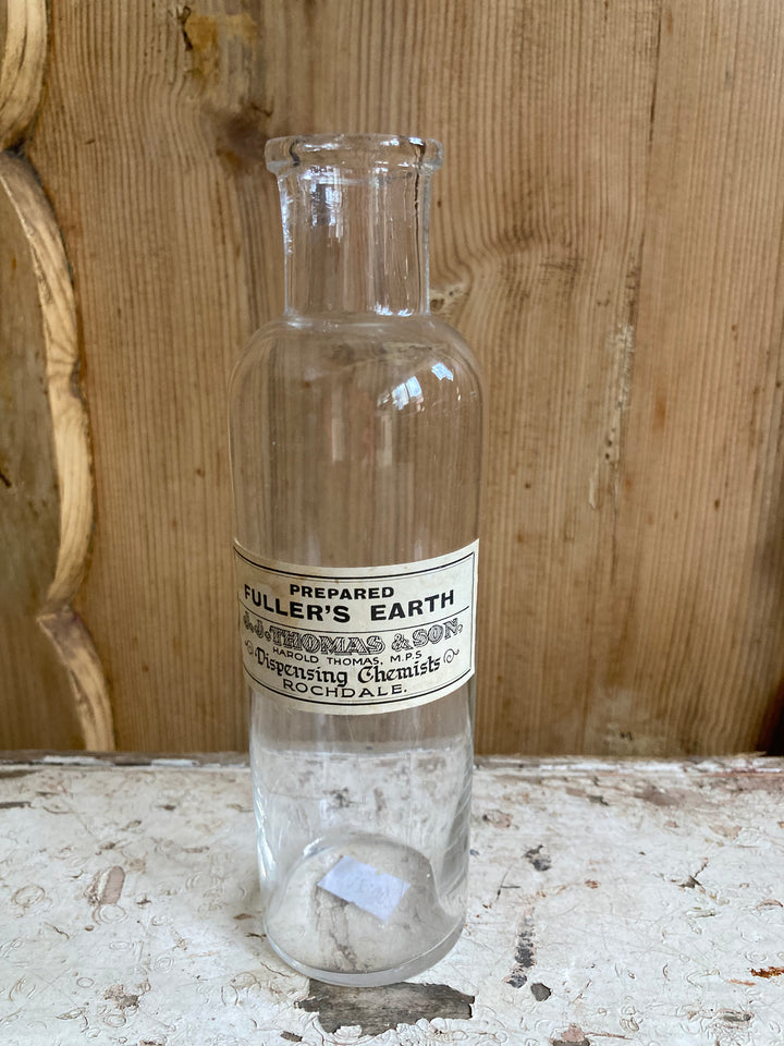 Vintage Apothecaru Bottle -Prepared Fullers Earth
