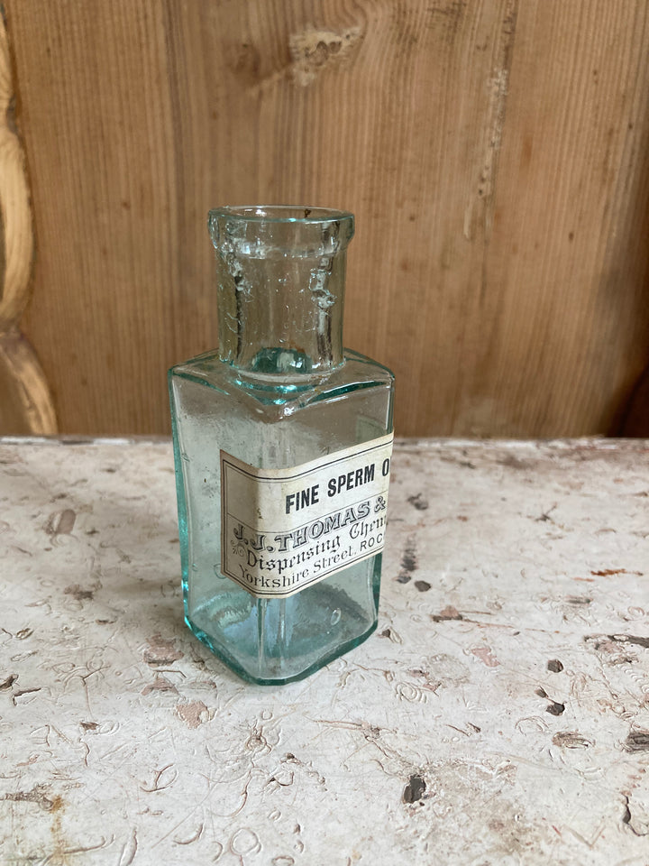 Fine Sperm Oil Vintage Dispensing Chemist Bottle
