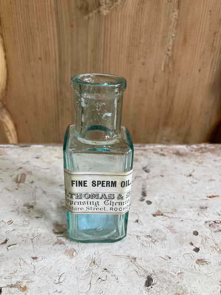 Fine Sperm Oil Vintage Dispensing Chemist Bottle
