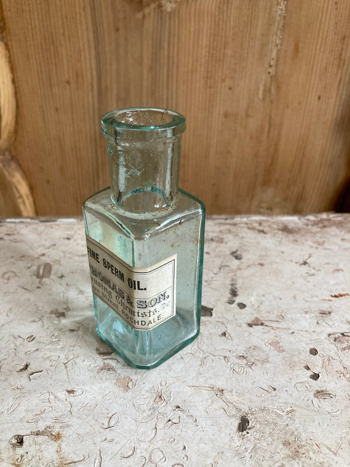 Fine Sperm Oil Vintage Dispensing Chemist Bottle
