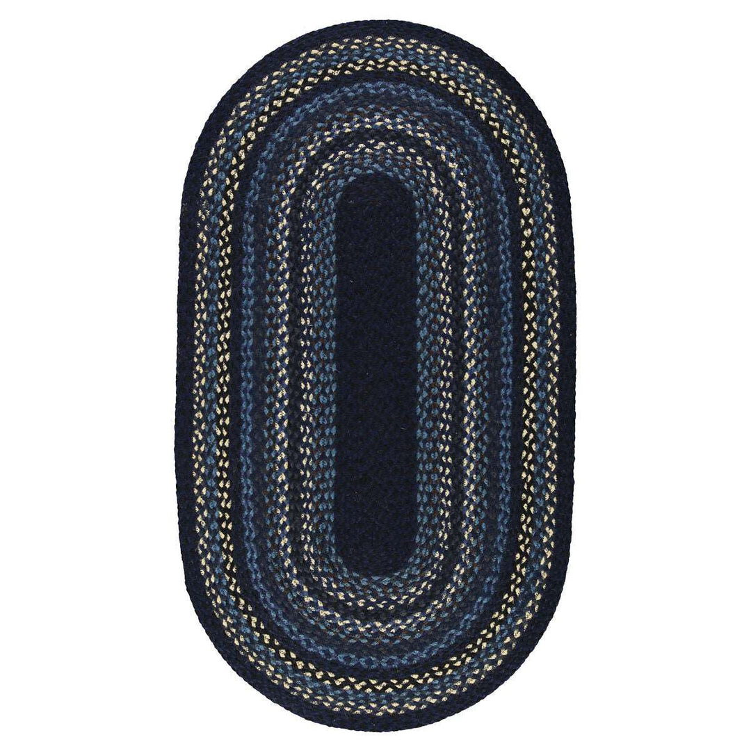 Indigo Organic Oval Jute Braided Rug for sale at Source for the Goose, Devon, UK