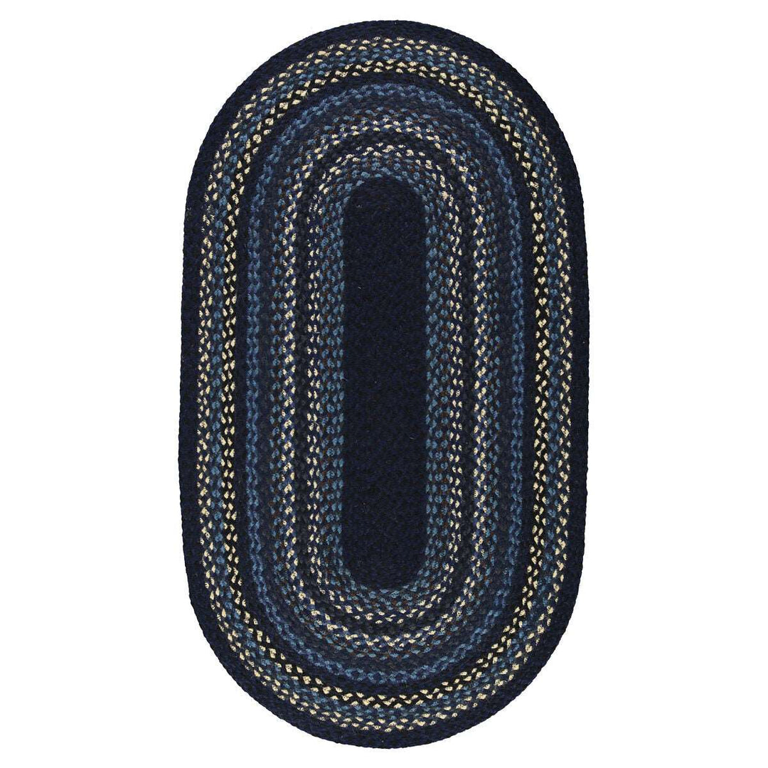 Indigo Organic Oval Jute Braided Rug for sale at Source for the Goose, Devon, UK