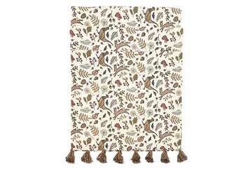 Into The Woods Rustic Table Runner featuring charming forest animals and tassels, perfect for rustic decor.