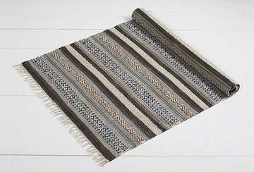 Iona Khaki and Slate Striped Rug for sale at Source for the Goose, Devon