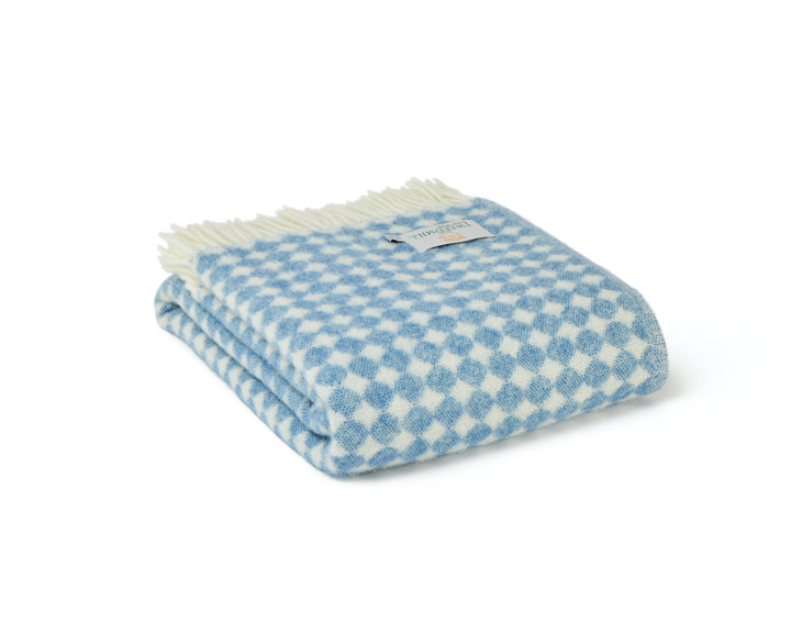 Tweedmill Jacquard Spot Blue Jay Wool Blanket for sale at Source for the Goose 