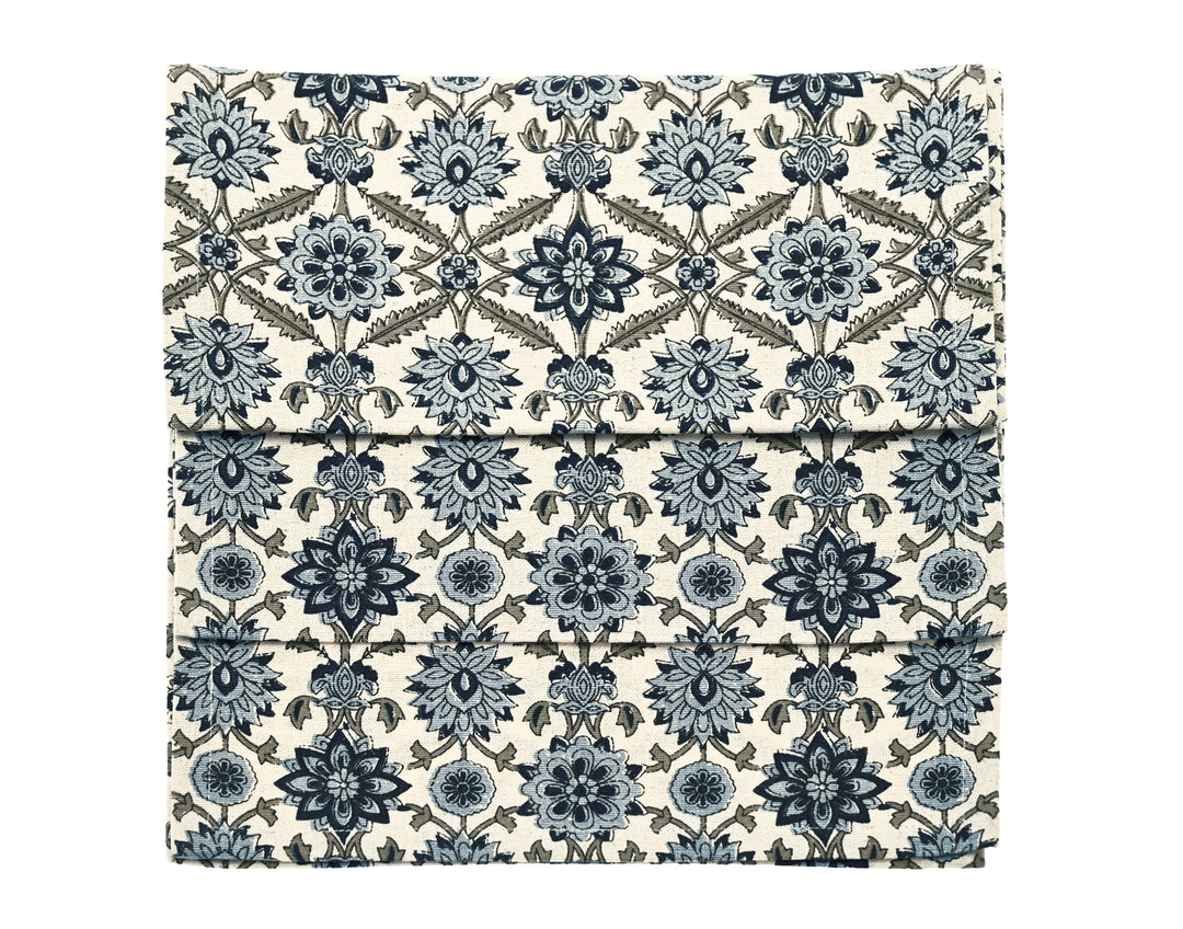 Blue and White Kelmscott Table Runner with floral pattern, perfect for dining tables from Source for the Goose Devon.
