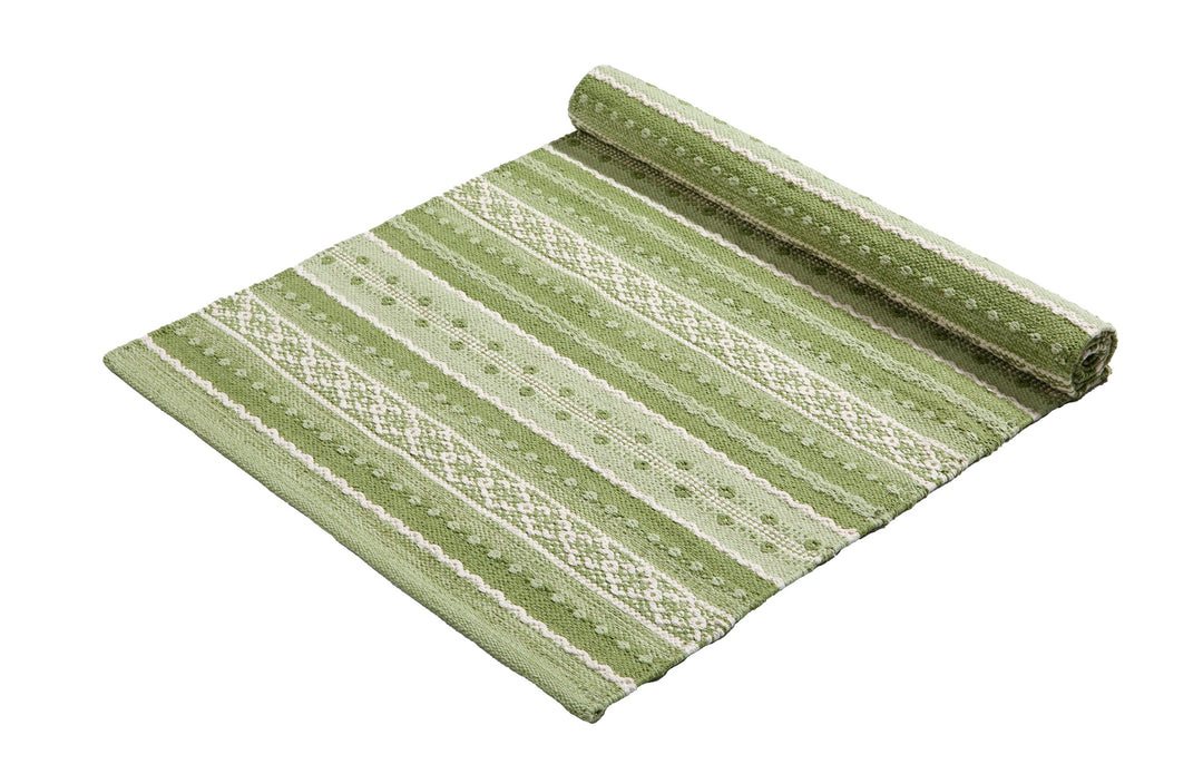 Green Stripe Cotton Rug - Keswick featuring green stripes and natural patterns, ideal for elegant home decor.