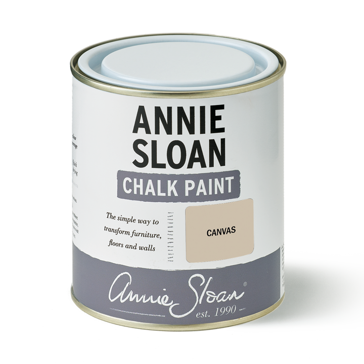 Annie Sloan 1L Canvas Chalk Paint can, versatile putty-toned paint for home decor, from Source for the Goose, Devon.
