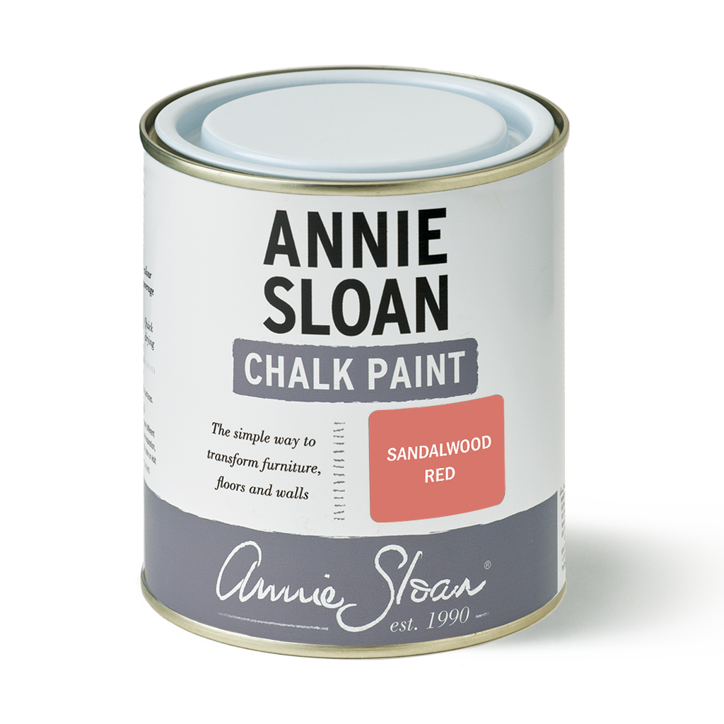 500ml can of Annie Sloan Sandalwood Red Chalk Paint, a vibrant color for furniture and decor from Source for the Goose, Devon.