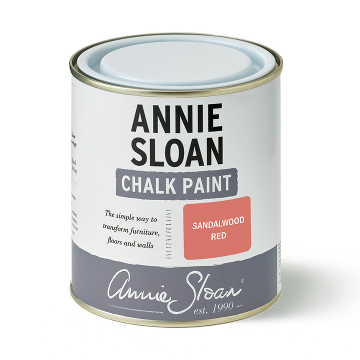500ml can of Annie Sloan Sandalwood Red Chalk Paint, a vibrant color for furniture and decor from Source for the Goose, Devon.