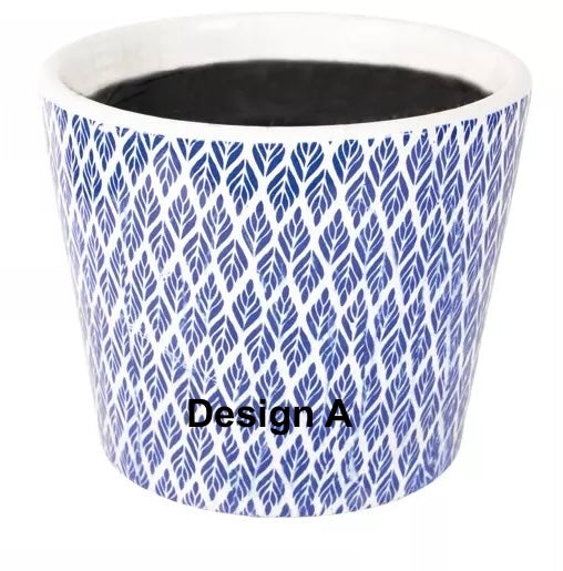 Large Blue Dutch Style Vintage Design Flowerpot with leaf pattern by Source for the Goose Devon.
