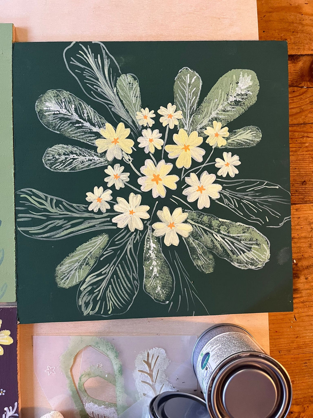 Adding Botanical Detail – Chalk Paint Workshop with Lily Faith | 11 March floral design with leaves and flowers.