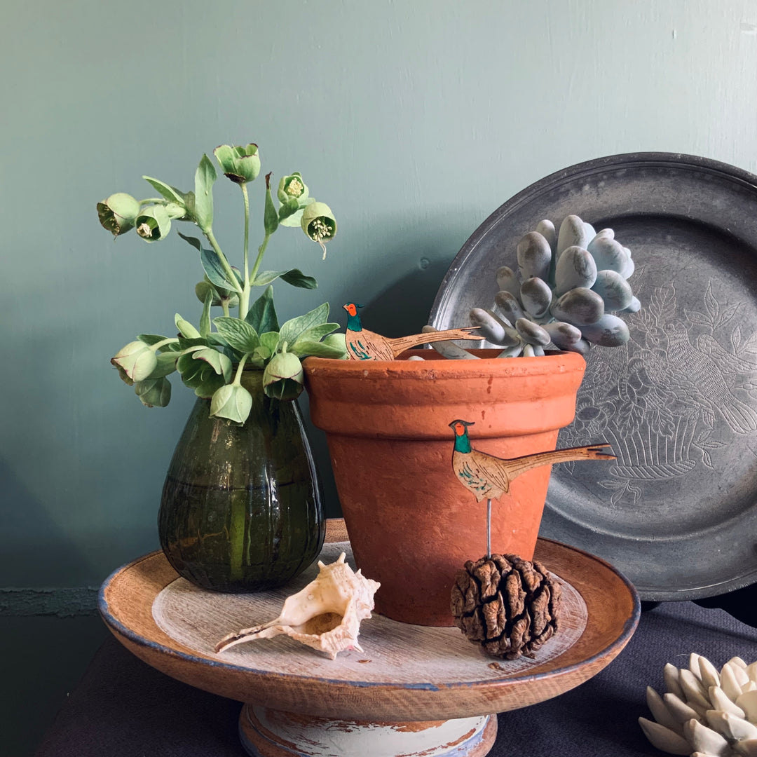 Whimsical pot sitter by Lily Faith in a terracotta pot with indoor plants, creating a playful indoor decor in Devon.