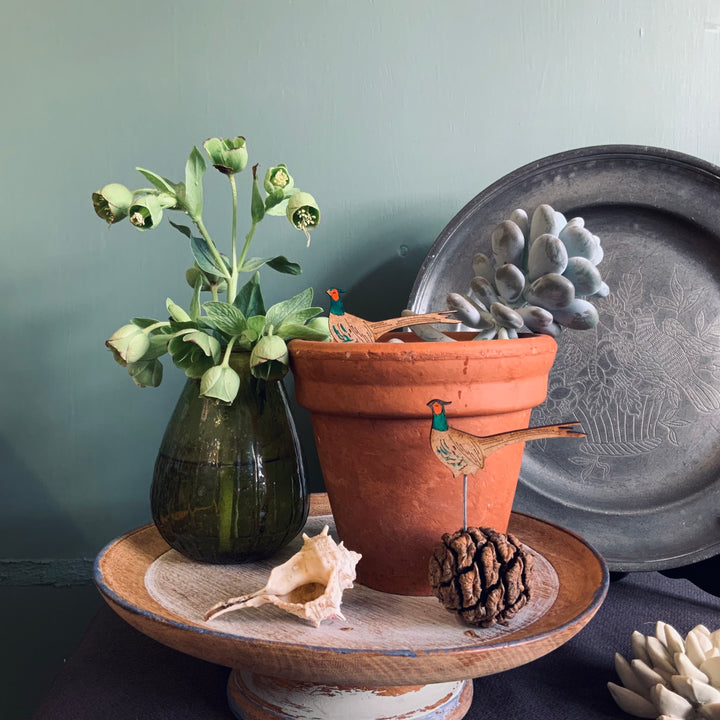 Whimsical pot sitter by Lily Faith in a terracotta pot with indoor plants, creating a playful indoor decor in Devon.