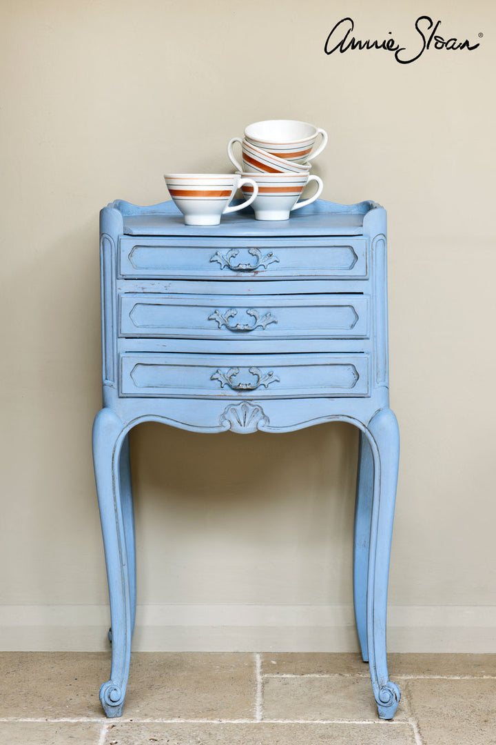 French style side table painted in Annie Sloan Louis Blue Chalk Paint