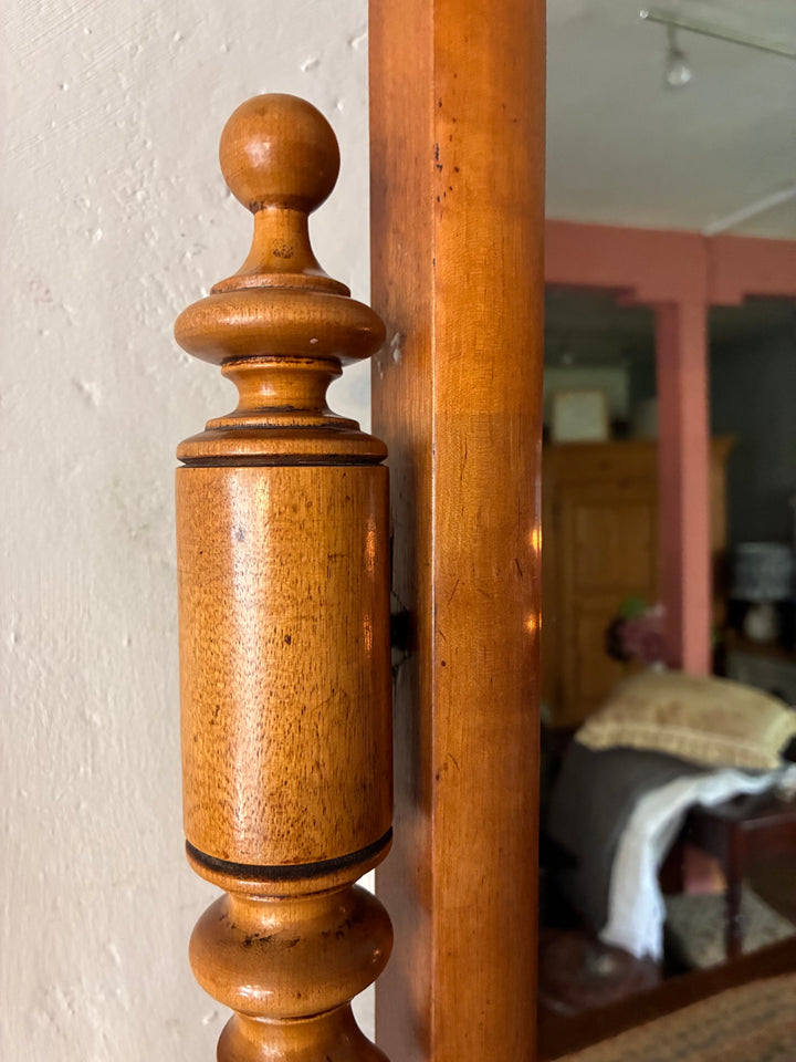Close-up of the barley twist column on a Victorian Pale Mahogany Dressing Table Mirror from Source for the Goose, Devon.