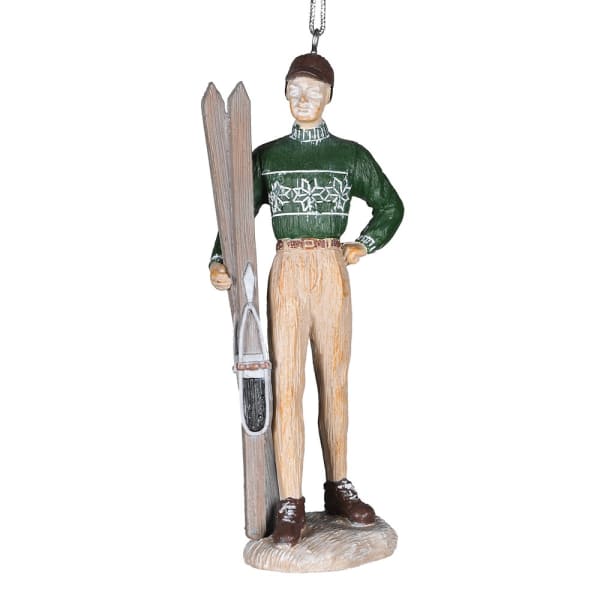 Theodore The Planker- Retro Christmas Decoration hanging ornament with ski gear and cozy lodge style.