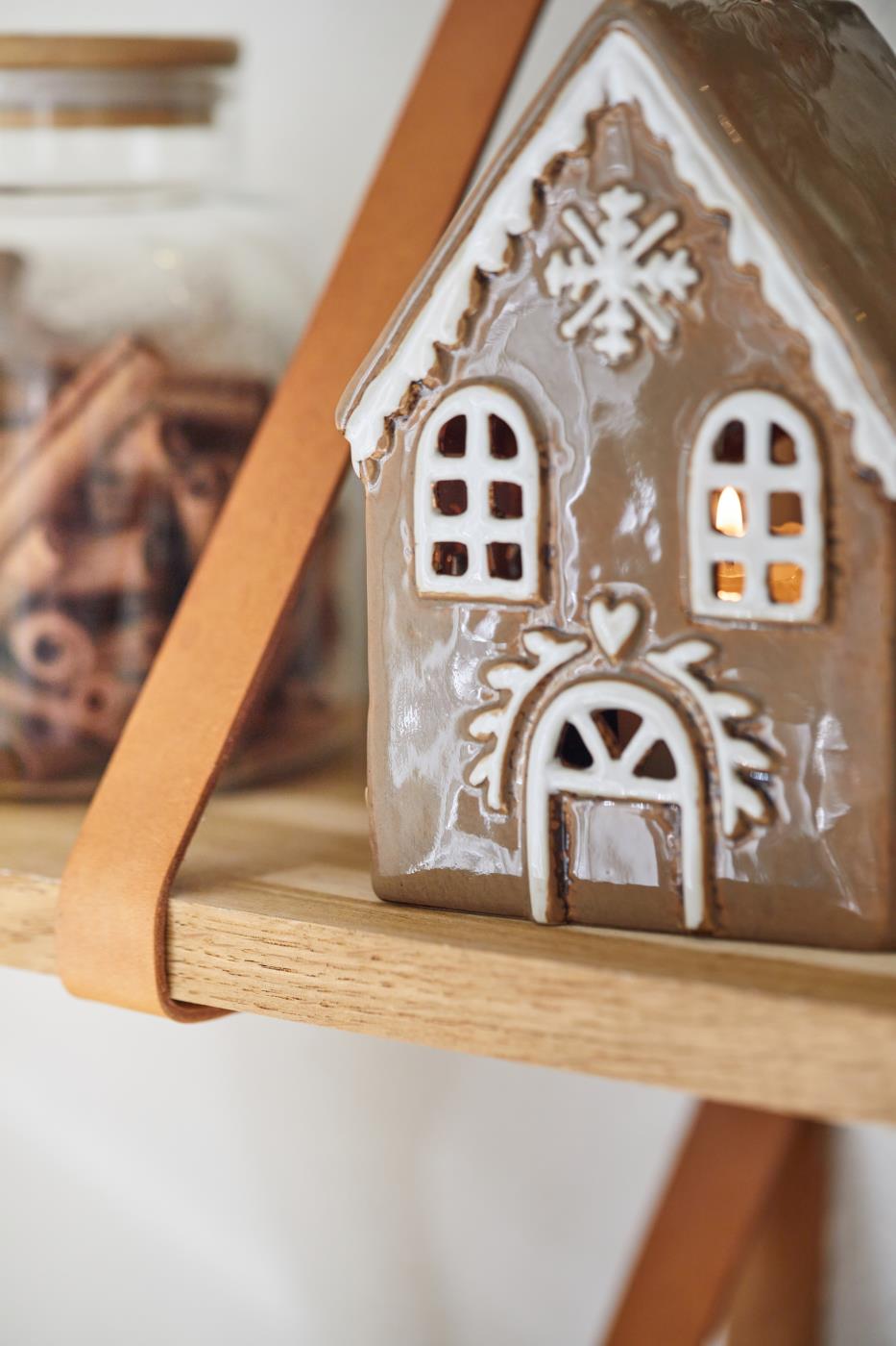 Medium Rustic Gingerbread House Tea Light Holder for sale at Source for the Goose 