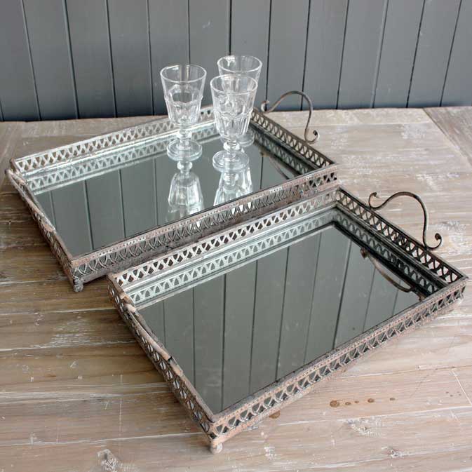 Vintage Style Mirrored Tray