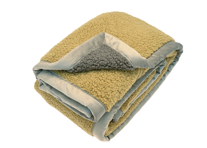 Mustard Yellow Cosy Sherpa Throw by Source for the Goose, showcasing a stylish soft mustard design.