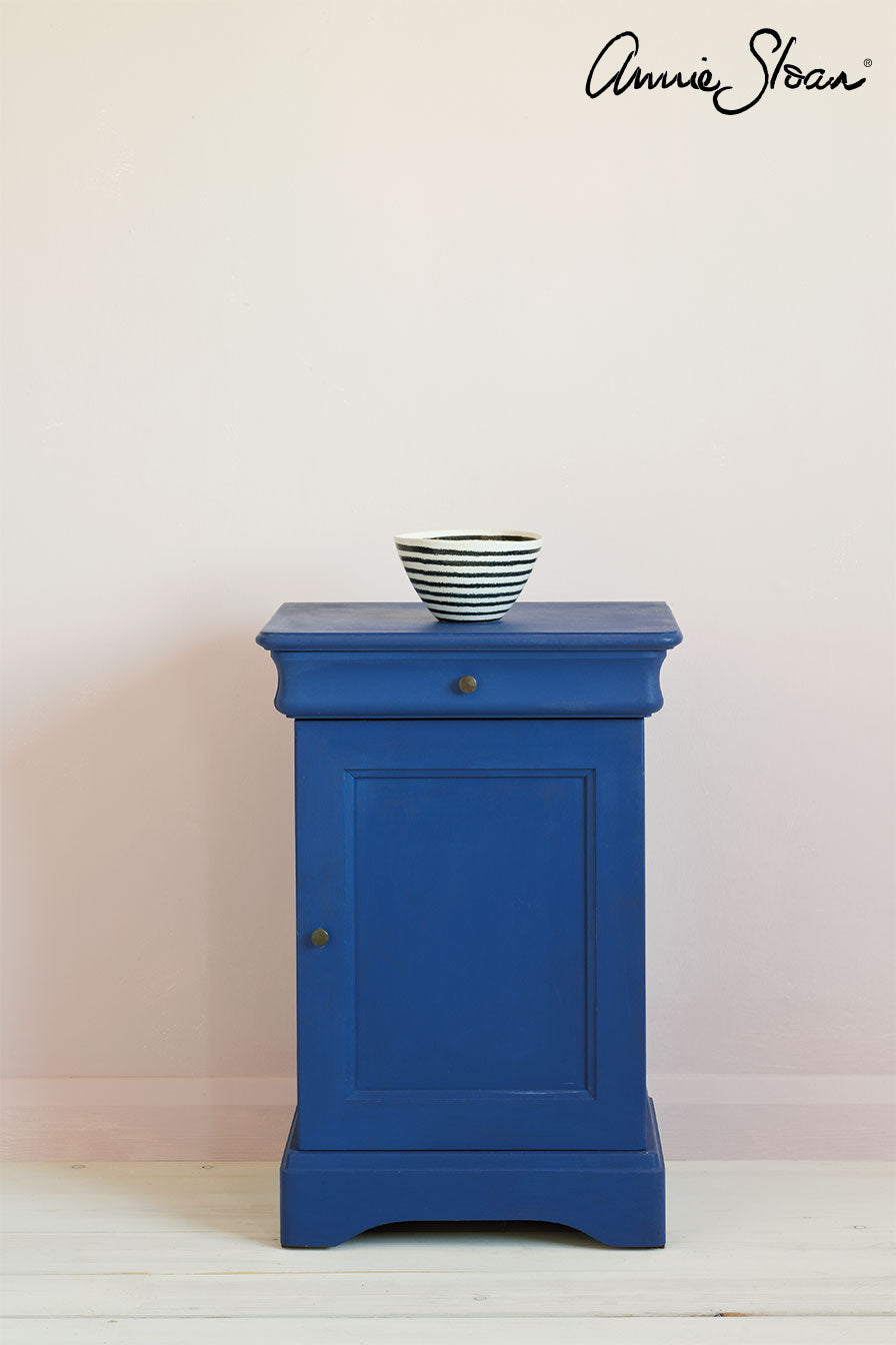 small bedside table painted in Annie Sloan Napoleonic Blue Chalk Paint®