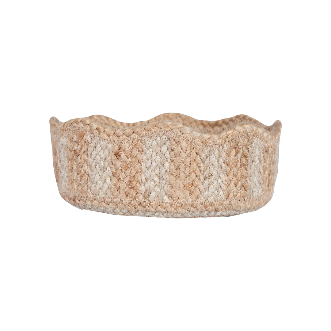 Natural Jute Stripe Tulip Mini Basket by Source for the Goose Devon, handwoven decorative storage piece.