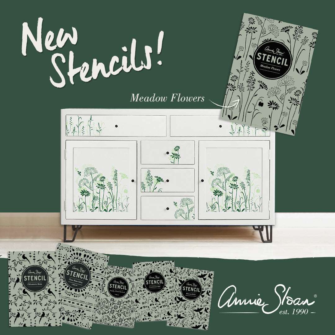 Annie Sloan Meadow Flowers stencil for sale at Source for the Goose, Devon, UK