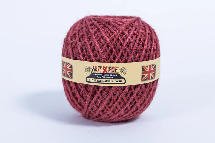 Nutscene Heritage Colourful Jute Twine Ball - Small in vibrant burgundy color, perfect for various crafts and gardening projects.