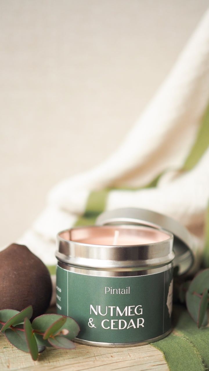 Nutmeg and Cedar Single Wick Pintail Candle