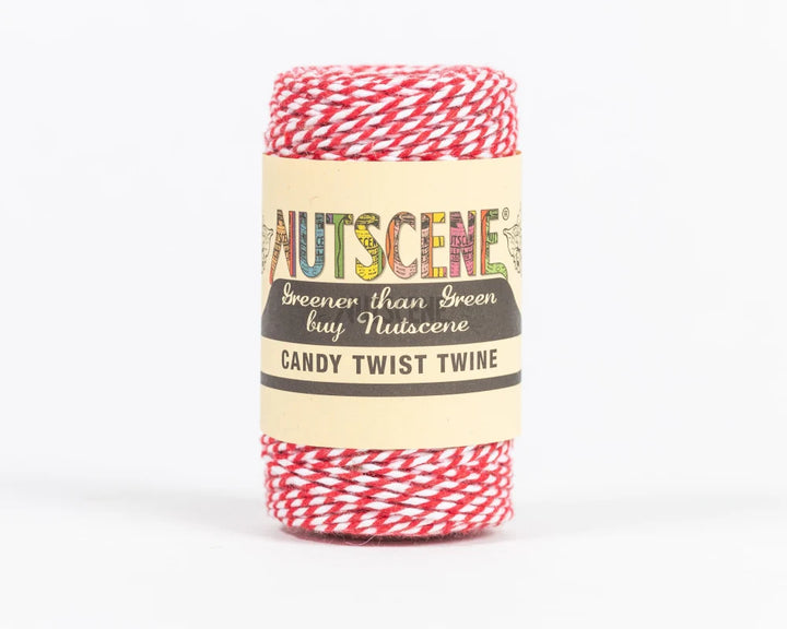 Nutscene Candy Twist Twine - Red and White in a compact spool for crafts and gift wrapping.