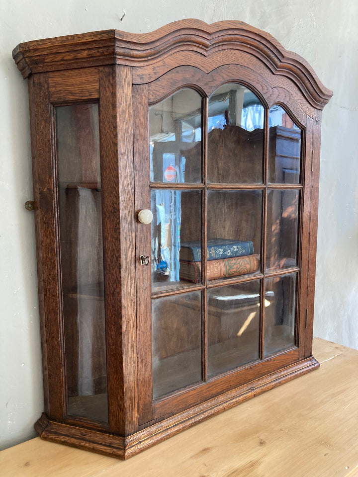 Antique Oak Wall Cabinet with Glass Door and Curved Top from Source for the Goose, Devon.