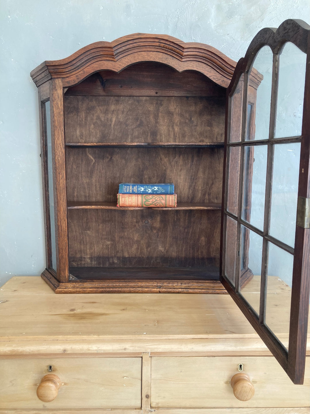 Antique Oak Wall Cabinet with Glass Door, vintage style furniture, Source for the Goose, Devon.