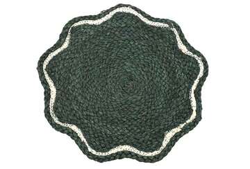 Dark Green Scalloped Jute Placemat from Source for the Goose Devon, perfect for festive and elegant dining.