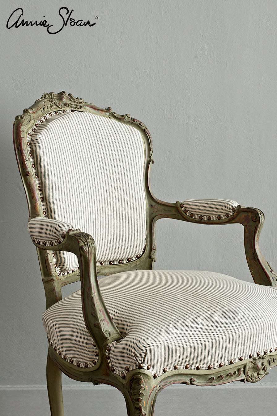 French chair painted in Annie Sloan Olive Chalk Paint
